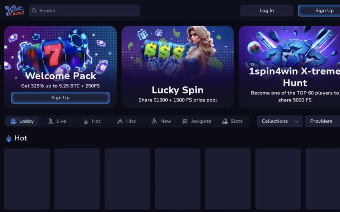 Oficiální rozhraní 7Bit Casino zobrazené v české recenzi krypto kasina